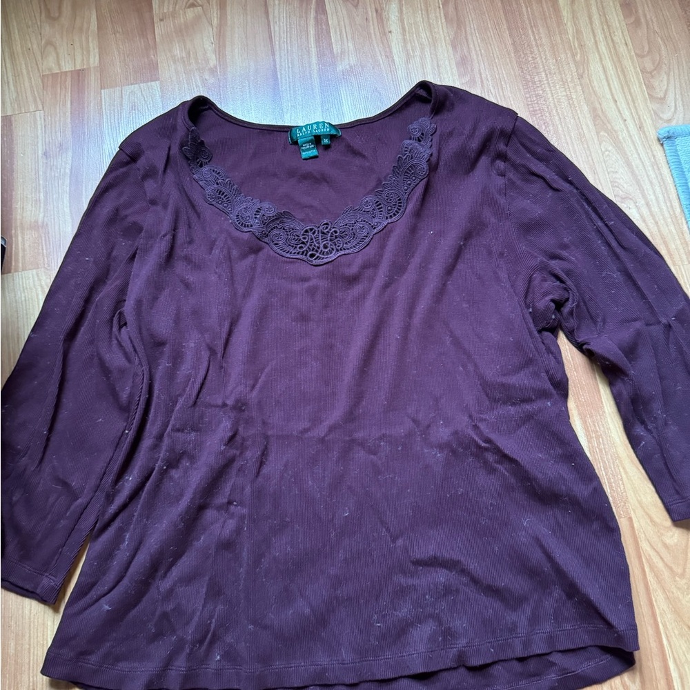 Ralph Lauren Blouse with beautiful lace. Sleeves are quarter length